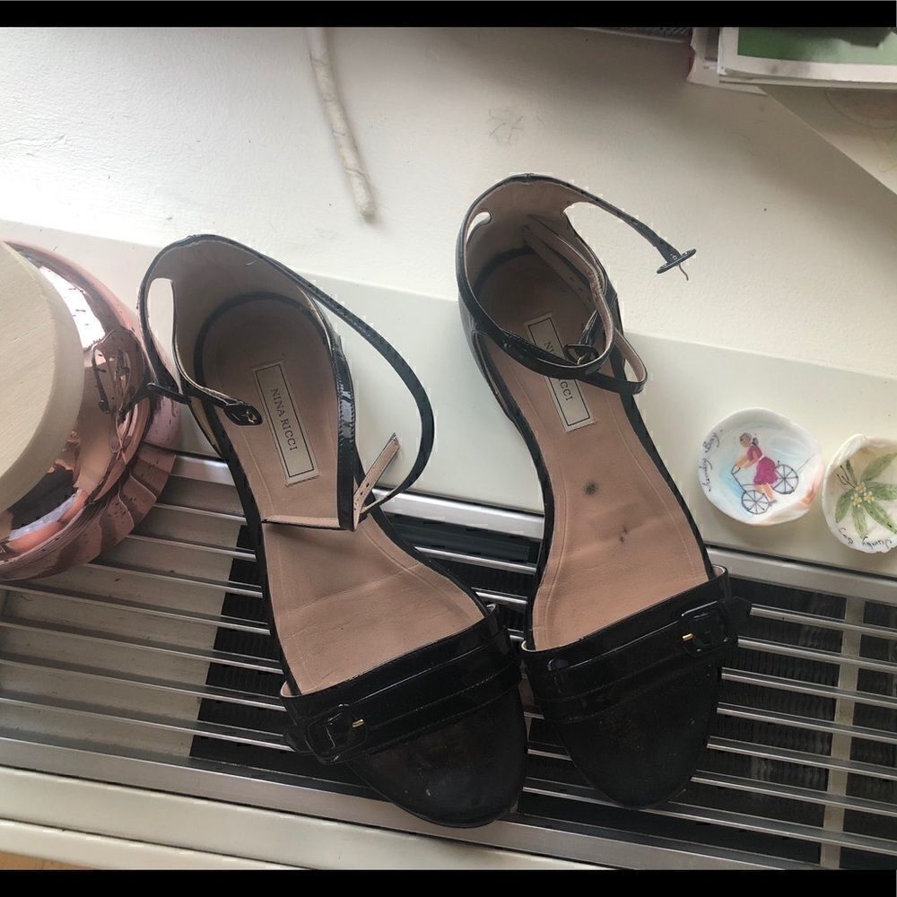 [ Nina Ricci] black patent buckle sandals #4